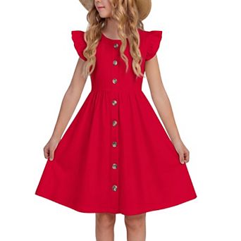 Girl Flutter Sleeve Summer Sundress With Pockets