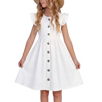 Girl Flutter Sleeve Summer Sundress With Pockets