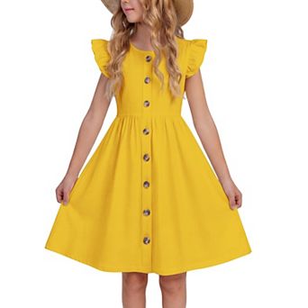 Girl Flutter Sleeve Summer Sundress With Pockets