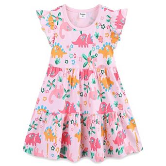 Girl's Ruffle Sleeve Tiered Midi Sundress