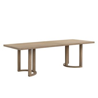 Christopher Knight Home Long Dining Table with U-Shaped Trestle Base & Rubber Wood Legs