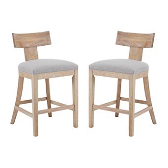 Christopher Knight Home Solid Rubber Wood Counter Stool with Ergonomic Seat & Footrest Set of 2