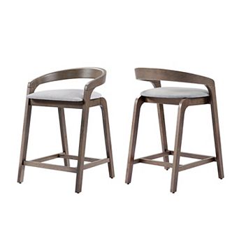 Christopher Knight Home Mid-Century Counter Stool with Curved Back & Footrest Set of 2