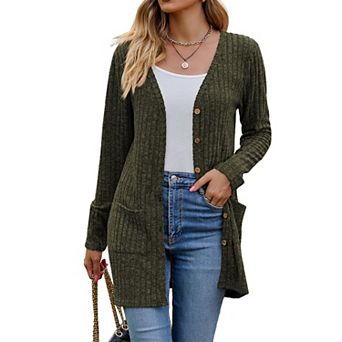 Women Spring Cardigan Lightweight Soft Knit Long Top