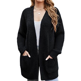 Women Cardigan Pocket Long Sleeve Open Front Coat