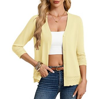 Women's 3/4 Sleeve Lightweight Cardigan Casual Top