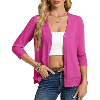 Women's 3/4 Sleeve Lightweight Cardigan Casual Top