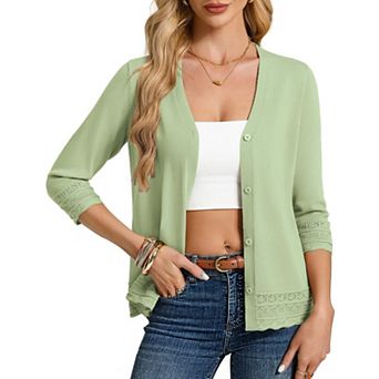 Women's 3/4 Sleeve Lightweight Cardigan Casual Top