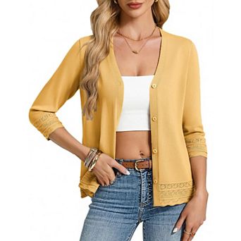Women's 3/4 Sleeve Lightweight Cardigan Casual Top