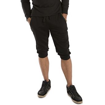 Vibes Men's French Terry Capri Shorts Zip Side Pocket Rib Waist & Cuff 18" Inseam