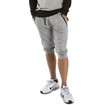 Vibes Men's French Terry Capri Shorts Zip Side Pocket Rib Waist & Cuff 18" Inseam