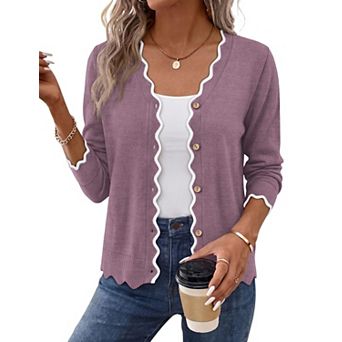 Women V Neck Knit Cardigan Long Sleeve Shrug