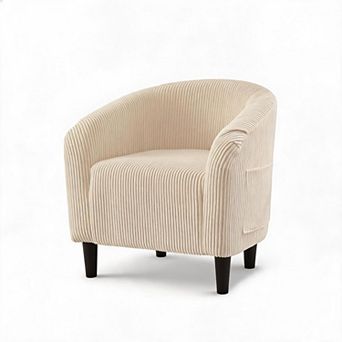 Modern Barrel Accent Chair Soft & Boucle Upholstery, Comfy Armrest, Soft Padded Seat, Rounded Back