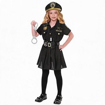 Police Officer Costume for Kid,Girls Police Costume,Halloween Cop Costume Outfit Set