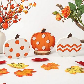 Fall Pumpkin Decorations for Home, Thanksgiving Tabletop Decor Set of 3