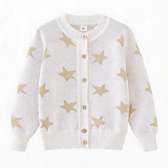 Girls' Star Jacquard Knit Cardigan Sweater