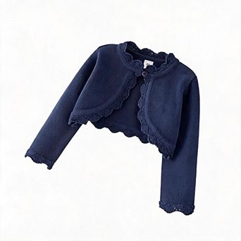 Girls' Tie-Front 100% Cotton Knit Cardigan
