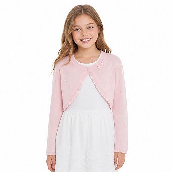 Girls Bolero Shrug Cardigan Shrug Long Sleeve Bow Decor Cropped Cover Up For Party Daily Layering