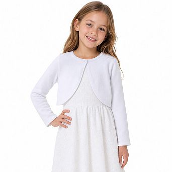 Girls Cardigan Long Sleeve Solid Cropped Cover Up Single Button Layering Top For Party Daily Wear