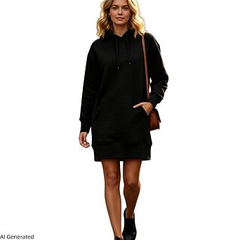 Women Oversized Long Sleeve Pullover Casual Hoodie Dress with Pocket