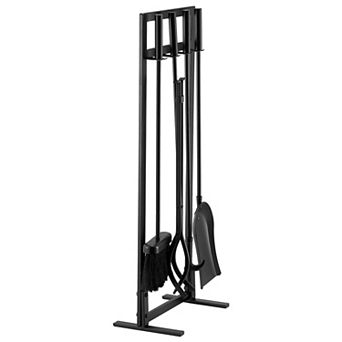 VEVOR Fireplace Tool Set, 5 pc Fire Tool Set and Holder with Square-Frame Stand, Tongs, Black