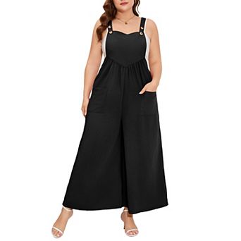 Women's Plus Size Overalls Jumpsuit Sleeveless Romper With Pockets