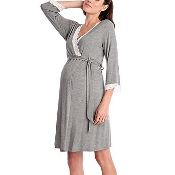 Womens Maternity Nursing Lace Trim 3/4 Sleeve Pregnancy Breastfeeding Casual Short Dress