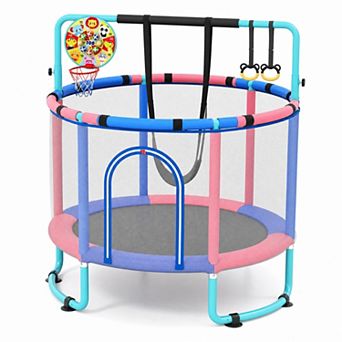 Costway 55 Inch Kids Trampoline with Enclosure 6 in 1 Toddler Trampoline Age 3+