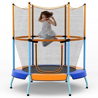 Costway 48" Toddler Trampoline for Kids with Safety Enclosure Net Heavy-duty Frame