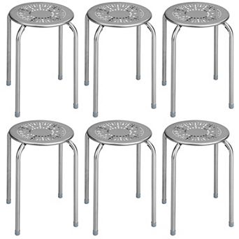 Costway Set of 6 Stackable Metal Stool Set Daisy Backless Round Top Kitchen