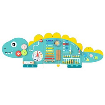 Costway 11-in-1 Dinosaur Activity Wall Busy Board Panels for Education Early Development