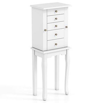 Costway Jewelry Cabinet with Mirror Armoire Storage Box Chest Standing Organizer Christmas