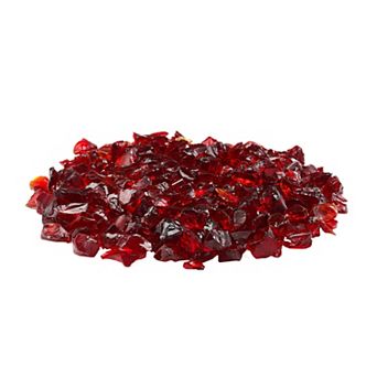 VEVOR Fire Glass, 10 LBS / 4.5 KG Smokeless & High-Temperature Resistant, 3/4-Inch / 19.05 mm, Red