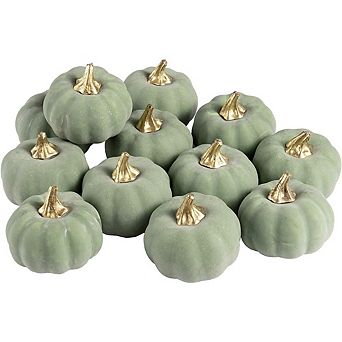 12 pc Vintage Green Faux Foam Pumpkins for Fall Decor