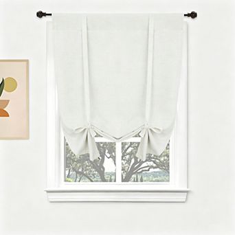 DriftAway Double Layer Linen Textured Blackout Tie Up Curtains Thermal Insulated Balloon Roman Shade