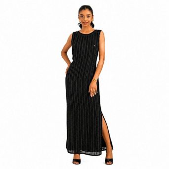 Rose & Nancy Women's Aurora Navy Blue Sequin Midi Dress