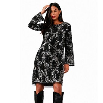 Rose & Nancy Women's Eden Hand Beaded Black and Silver Mini Dress