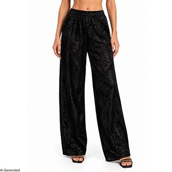 Rose & Nancy Women's Juniper Black Snake Velvet Trouser