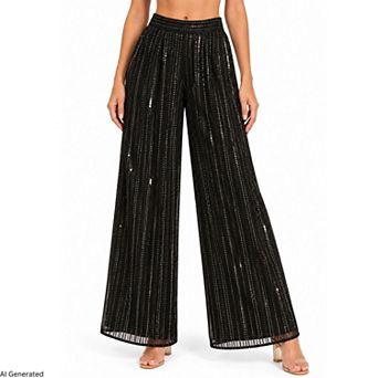 Rose & Nancy Women's Aurora Navy Blue Sequin Trouser