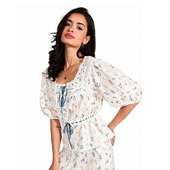 Rose & Nancy Women's Ella Pretty Priarie Print Cotton Blouse