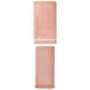 2 Packs Solid Bath Towel with Tassel Highly Absorbent Towel 71"x35" and 63"x31" for Spa