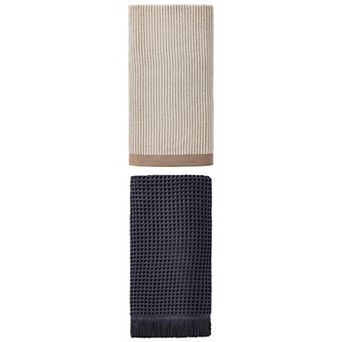 2 Packs Solid Cotton Bath Towel with Tassel Highly Absorbent Towel 71"x35" and 55"x28" for Trips