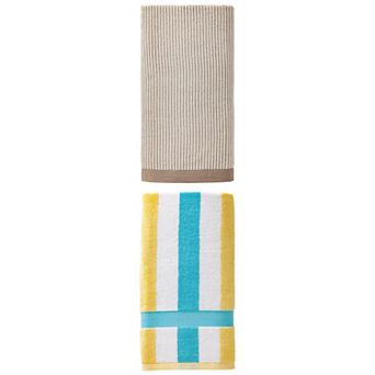 2 Packs Pure Cotton Striped Towel Highly Absorbent Quick Dry Soft Bath Towel 55"x28" for Gym Pool