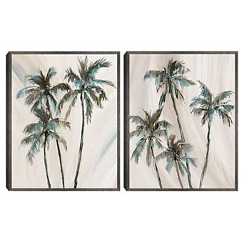 Masterpiece 2 pc Simplicity Palms I & II Framed Canvas Wall Art Set