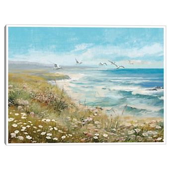 Masterpiece Morning Sea Cliffs Framed Canvas Wall Art