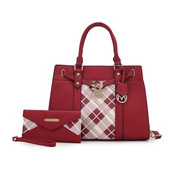 MKF Collection Christine Plaid Vegan Leather Satchel Bag with Wallet