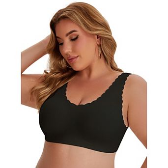 Women's Bras Waved Edge Wireless Push Up Tshirt Full Coverage Bralettes