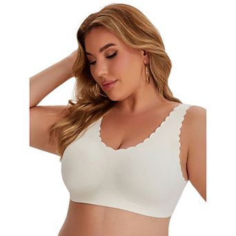 Women's Bras Waved Edge Wireless Push Up Tshirt Full Coverage Bralettes