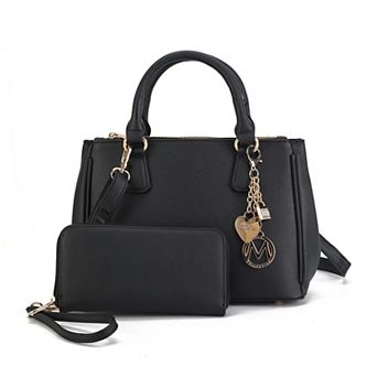 MKF Collection Ruth 2 pc Faux Leather Satchel Bag with Wallet Set