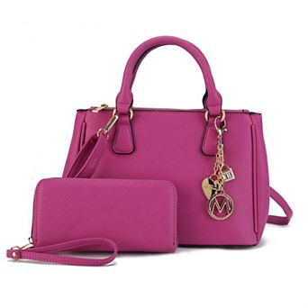 MKF Collection Ruth 2 pc Faux Leather Satchel Bag with Wallet Set